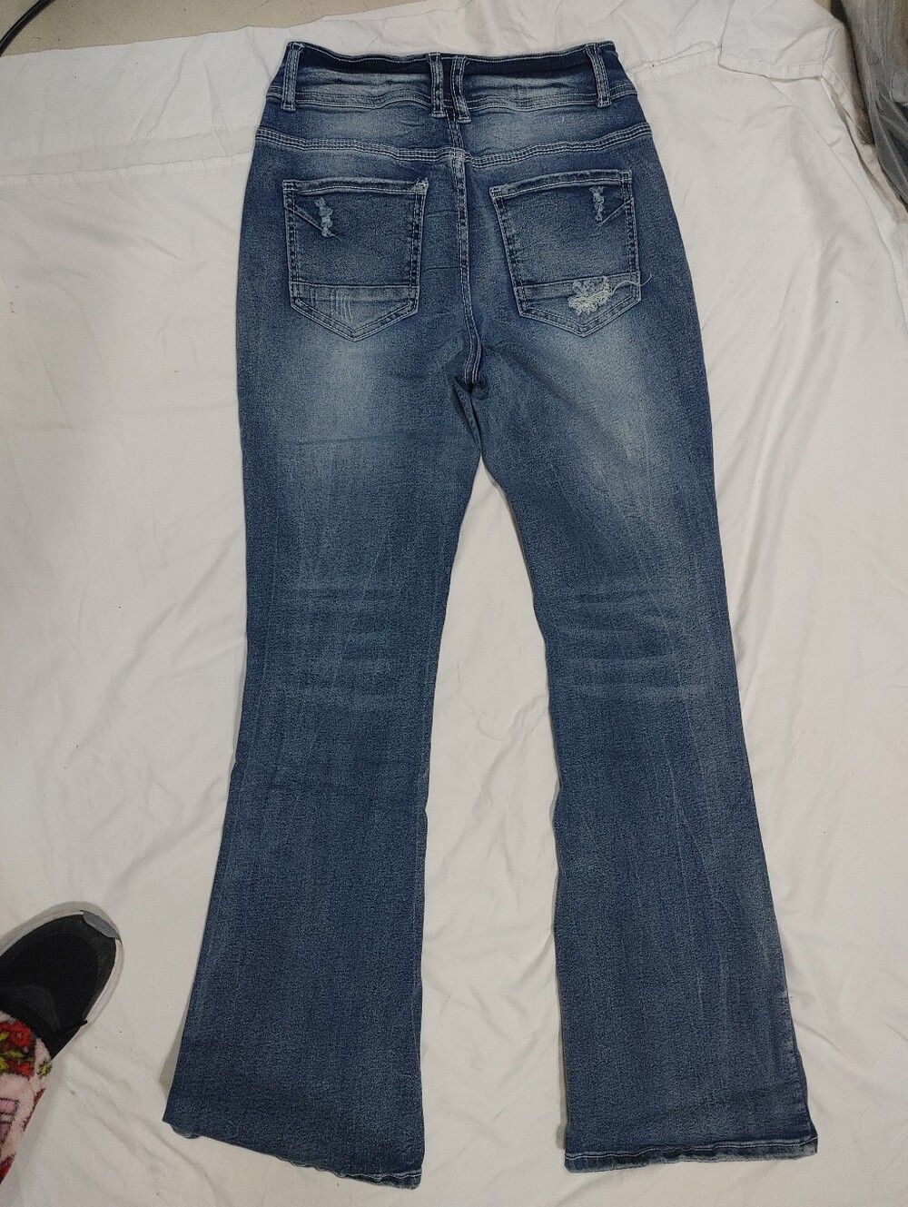 Dark Blue High-Waist Flare Jeans - Women's - Picture 14 of 14